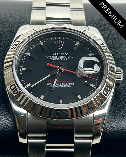 2007 Rolex Datejust Turn-O-Graph 36MM Black Dial Oyster Bracelet (116264)
