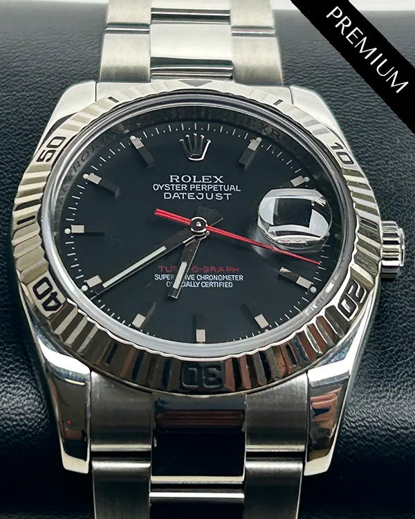 2007 Rolex Datejust Turn-O-Graph 36MM Black Dial Oyster Bracelet (116264)