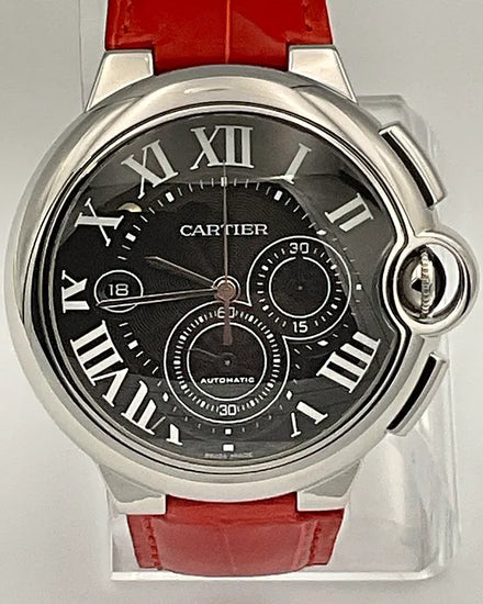2015 Cartier Ballon Bleu 44MM Black Dial Aftermarket Leather Strap (W6920003)