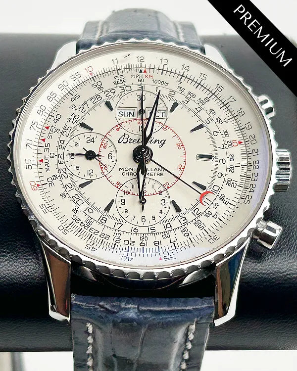2007 Breitling Montbrillant Datora Chronograph 43MM Silver Dial Leather Strap (A2133012/G518)