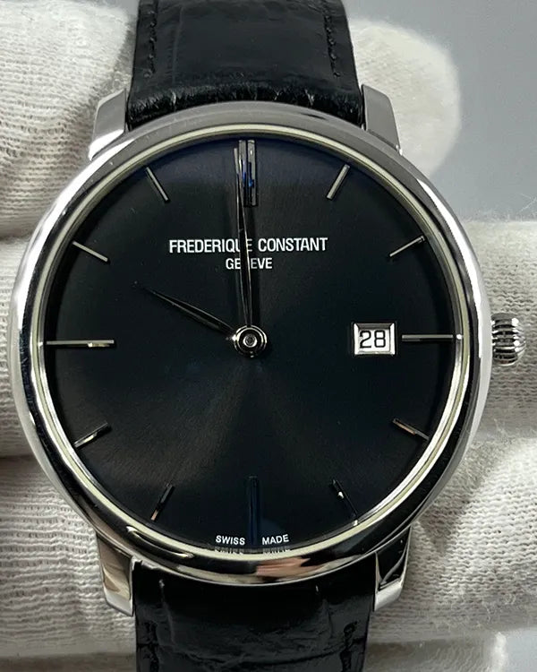 Frederique Constant Geneve Slimline 40MM Black Dial Leather Strap (FC306G4S6)