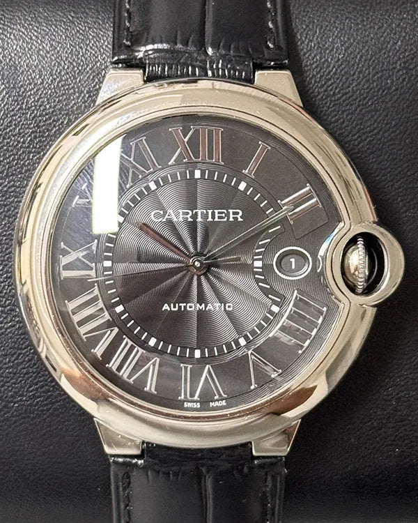 Cartier Ballon Bleu 42MM Black Dial Leather Strap (WSBB0003)