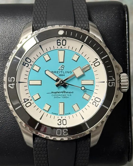 2023 Breitling Superocean 44MM Turquoise Dial Rubber Strap (A17376211L2S1)