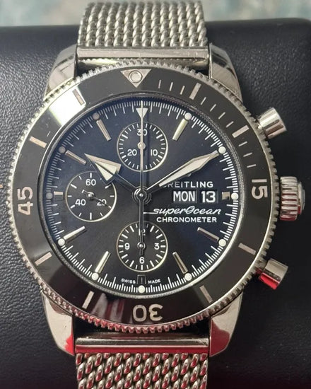 Breitling Superocean Heritage 44MM Black Dial Steel Bracelet (A13313)