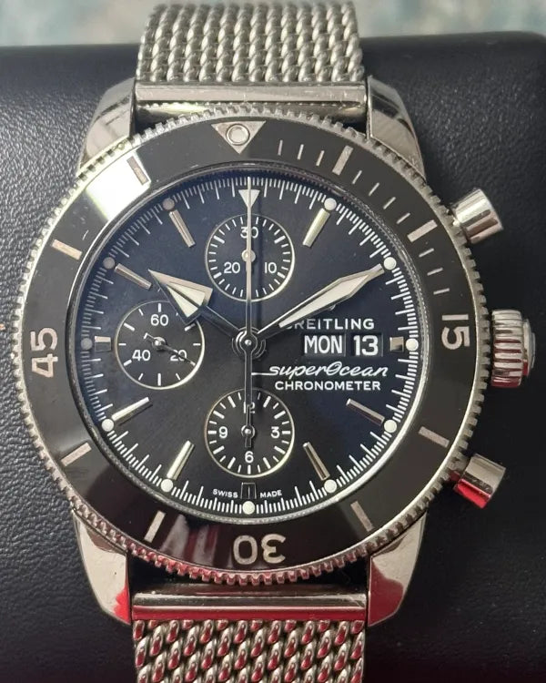 Breitling Superocean Heritage 44MM Black Dial Steel Bracelet (A13313)