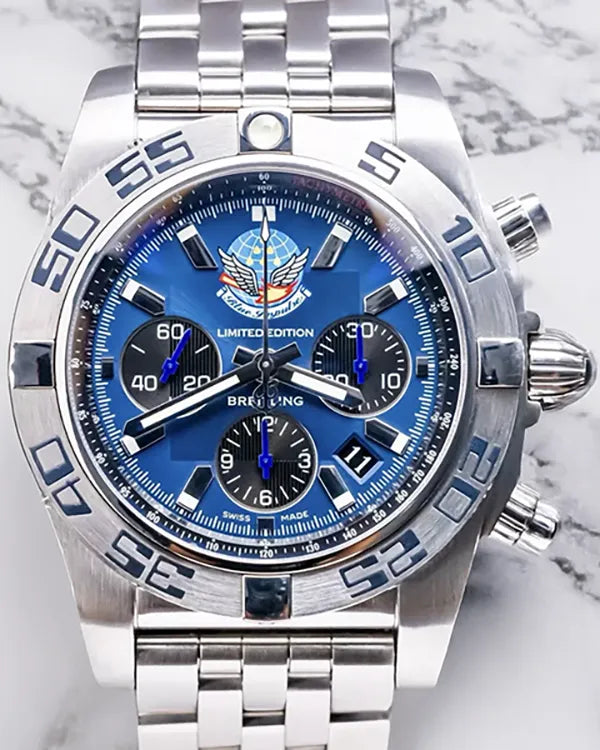 2014 Breitling Chronomat "Blue Impulse" L.E. 44MM Blue Dial Steel Bracelet (AB01107E/C885)