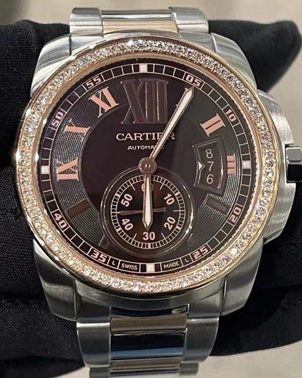 Cartier Calibre de Cartier 42MM Chocolate Dial Two-Tone Bracelet (W7100050)