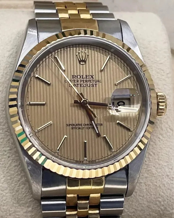 Rolex Datejust 36MM Champagne "Tapestry" Dial Two-Tone Jubilee Bracelet (16233)