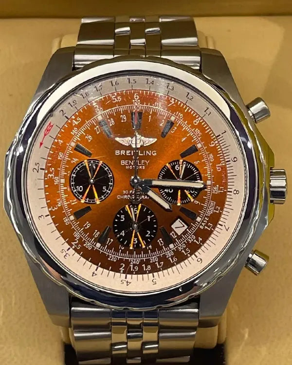 2014 Breitling Bentley Motors 49MM Copper Orange Dial Steel Bracelet (A25363)