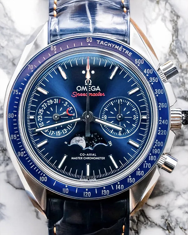 2017 Omega Speedmaster 44.25MM Blue Dial Leather Strap (304.33.44.52.03.001)