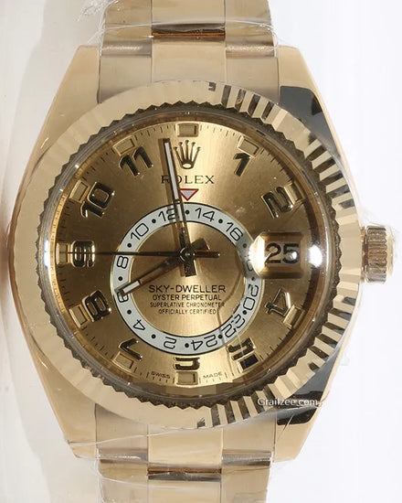 2017 Rolex Sky-Dweller 42MM Champagne Dial Yellow Gold Oyster Bracelet (326938)