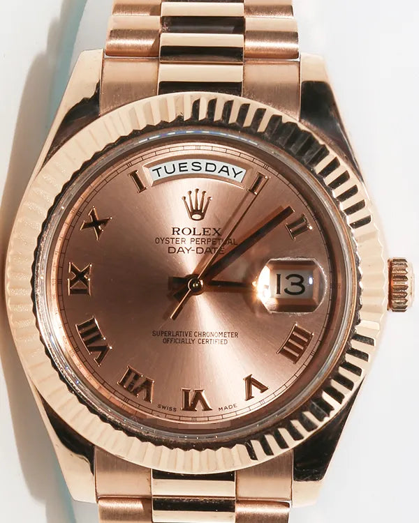 Rolex Day-Date II 41MM Pink Dial Rose Gold President Bracelet (218235-0030)