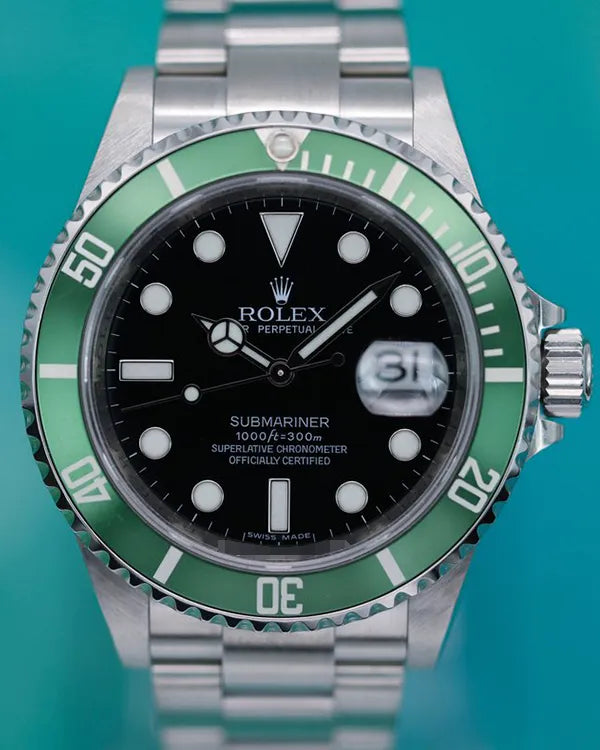 2009 (V Serial) Rolex Submariner "Kermit" 40MM Black Dial Oyster Bracelet (16610LV)