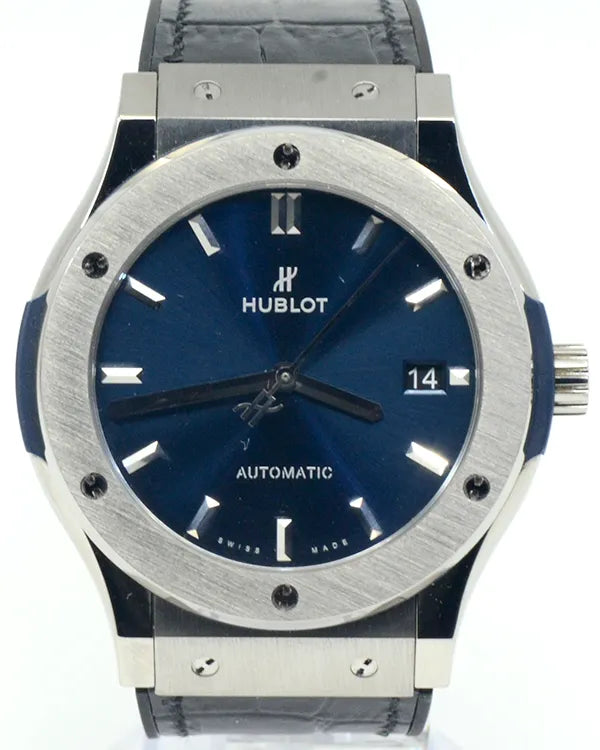 Hublot Classic Fusion 45MM Blue Dial Leather Strap (511.NX.7170.LR)