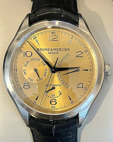 Baume & Mercier Clifton 43MM Champagne Dial Leather Strap (MOA10189)