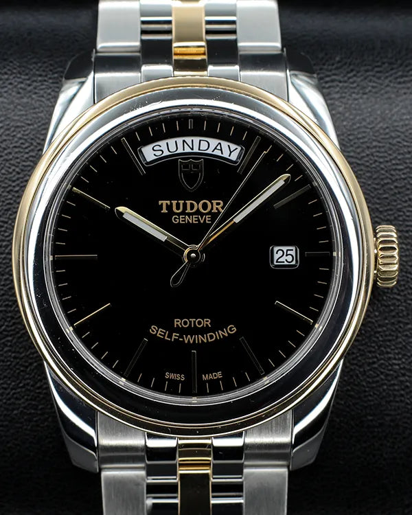 Tudor Glamour Date-Day 39MM Black Dial Two-Tone Bracelet (56003)