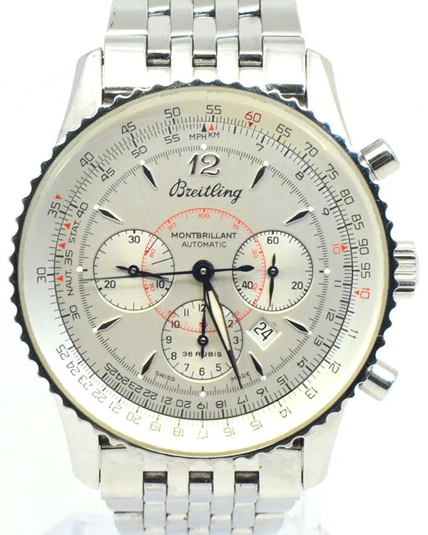 Breitling Montbrillant Navitimer 38MM Silver Dial Steel Bracelet (A41330)