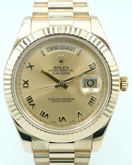 2012 Rolex Day-Date 41MM Champagne Dial Yellow Gold President Bracelet (218238)