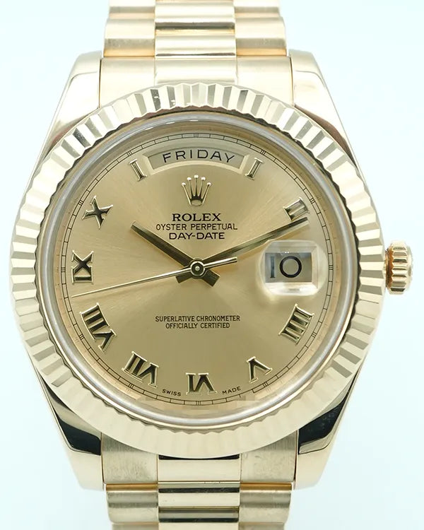 2011 Rolex Day-Date 41MM Champagne Dial Yellow Gold President Bracelet (218238)