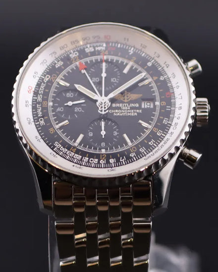 Breitling Navitimer World 46MM Black Dial Steel Bracelet (A2432212/B726)