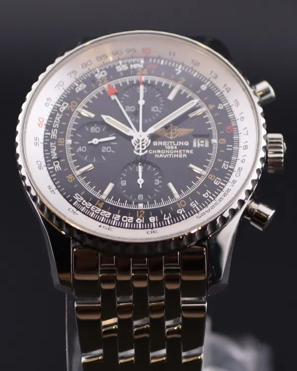 Breitling Navitimer World 46MM Black Dial Steel Bracelet (A2432212/B726)