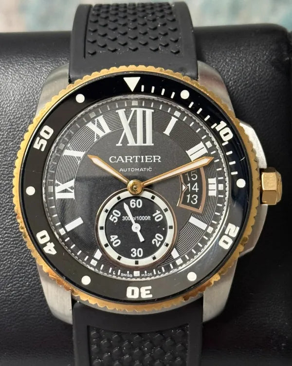 Cartier Calibre de Cartier 42MM Black Dial Rubber Strap (W7100055)