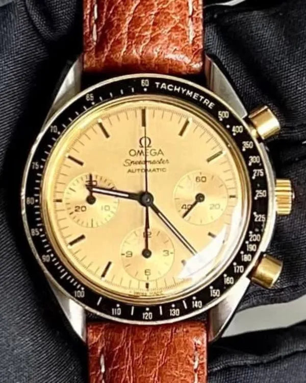 Omega Speedmaster Reduced 39MM Ivory Dial Aftermarket Leather Strap (175.0032)