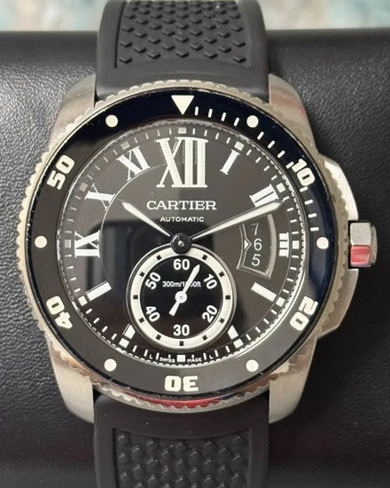 Cartier Calibre de Cartier Diver 42MM Black Dial Rubber Strap (W7100056)
