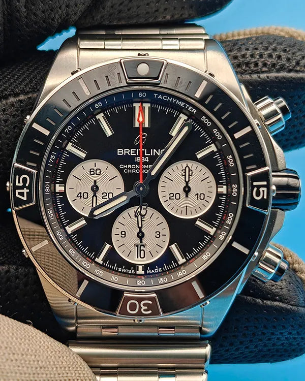 Breitling Chronomat 44MM Black Dial Steel Bracelet (AB0136251B1A1)