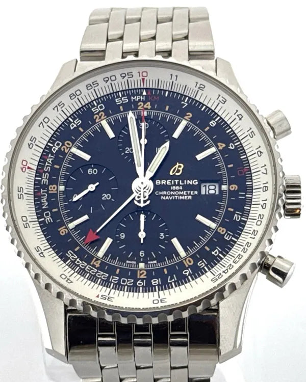 No Reserve - 2021 Breitling Navitimer World 46MM Black Dial Steel Bracelet (A2432212/B726)