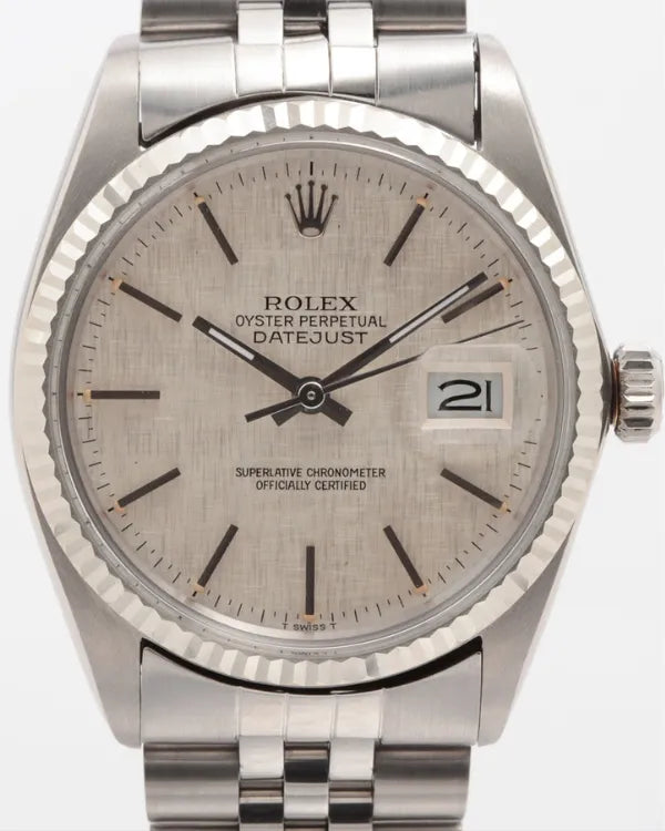 Rolex Datejust 36MM Silver Linen Dial Jubilee Bracelet (16014)