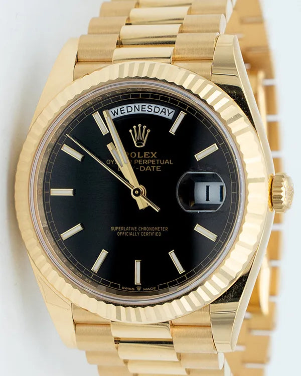 2024 Rolex Day-Date 40MM Black Dial Yellow Gold President Bracelet (228238)