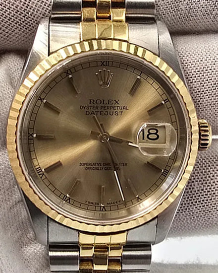 1999 Rolex Datejust 36MM Champagne Dial Two-Tone Jubilee Bracelet (16233)