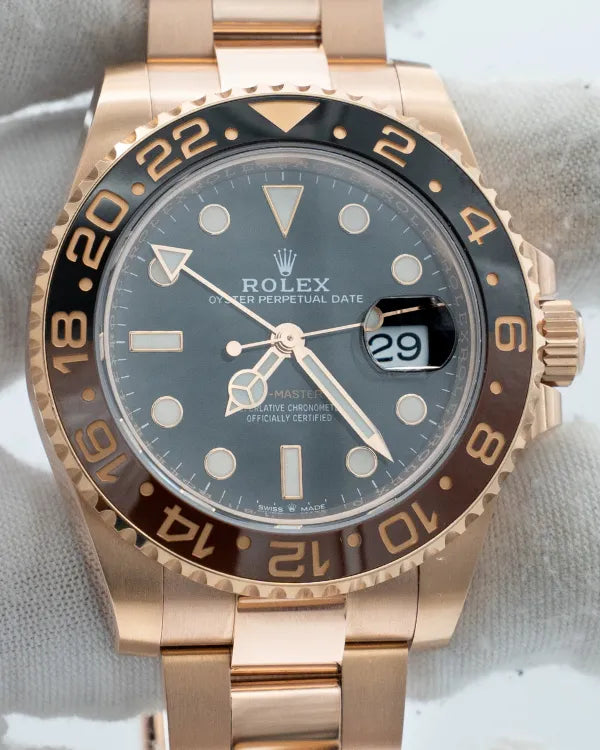 Rolex GMT-Master II "Rootbeer" 40MM Black Dial Rose Gold Oyster Bracelet (126715CHNR)