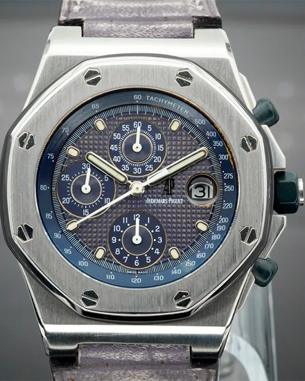 Audemars Piguet Royal Oak Offshore 42MM Blue Dial Aftermarket Leather Strap (25770ST.OO.D001IN.02)