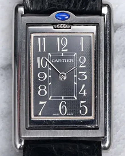 Cartier Tank Basculante 24MM Quartz Grey Dial Leather Strap (2405)
