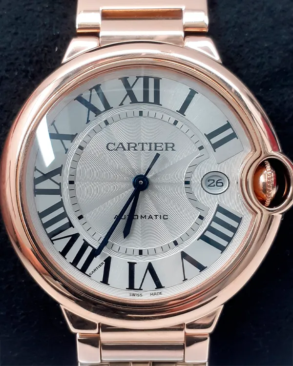 Cartier Ballon Bleu 42MM Silver Dial Rose Gold Bracelet (WGBB0044)