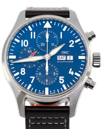 2020 IWC Schaffhausen Pilot Chronograph "Le Petit Prince" 43MM Blue Dial Leather Strap (IW377714)
