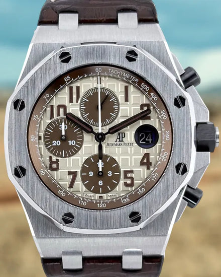 2014 Audemars Piguet Royal Oak Offshore "Safari" 42MM Ivory Dial Leather Strap (26470ST.OO.A801CR.01)
