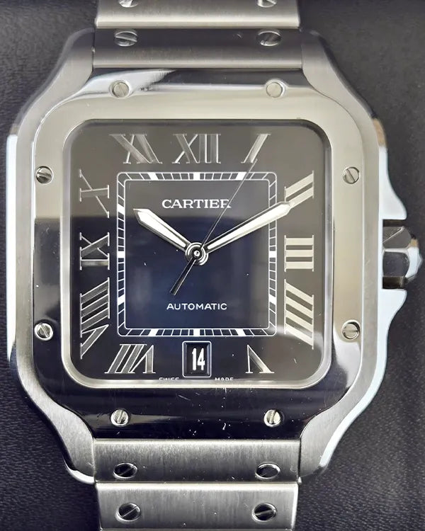 2022 Cartier Santos De Cartier 39MM Blue Dial Steel Bracelet (WSSA0030)