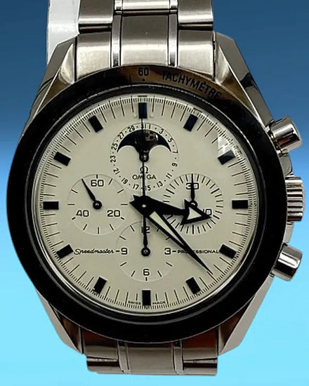 Omega Speedmaster Moonphase "Broad Arrow" 42MM White Dial Steel Bracelet (3575.20.00)