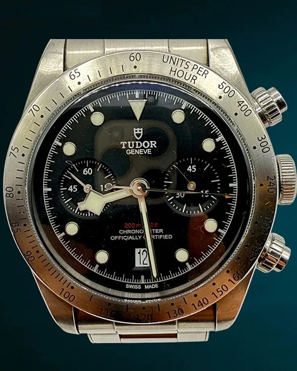 2017 Tudor Black Bay Chrono Heritage 41MM Black Dial Steel Bracelet (79350)