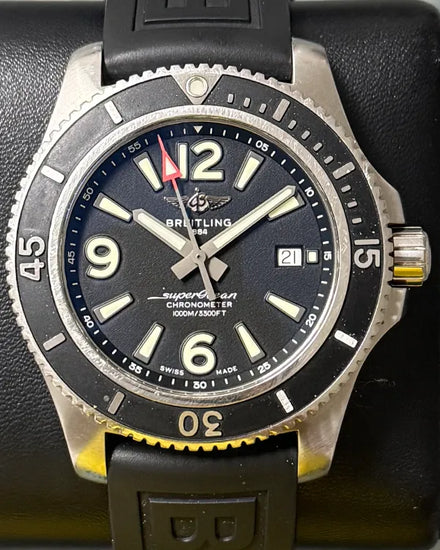 Breitling Superocean 44MM Black Dial Rubber Strap (A17367)
