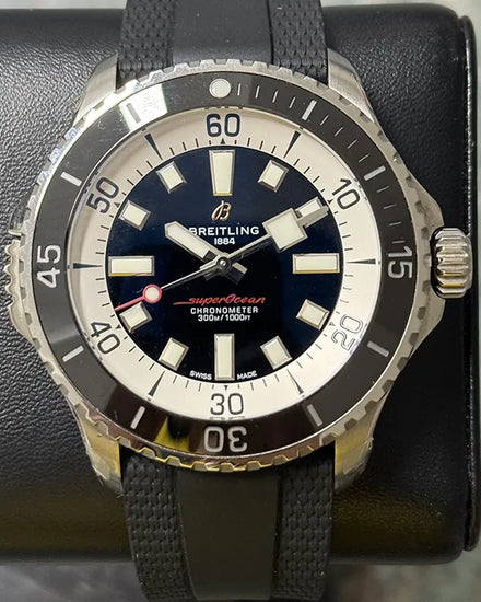 Breitling Superocean 46MM Black Dial Rubber Strap (A17378)