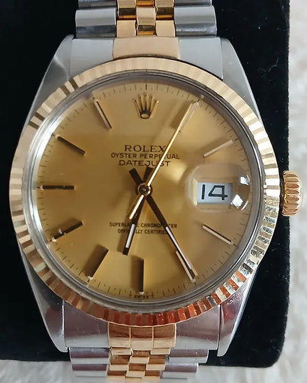 No Reserve - Rolex Datejust 36MM Champagne Dial Two-Tone Jubilee Bracelet (16013)
