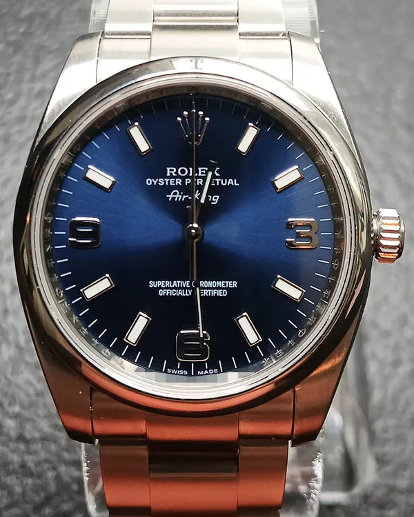 No Reserve - Rolex Air-King 34MM Blue Dial Oyster Bracelet (114200)