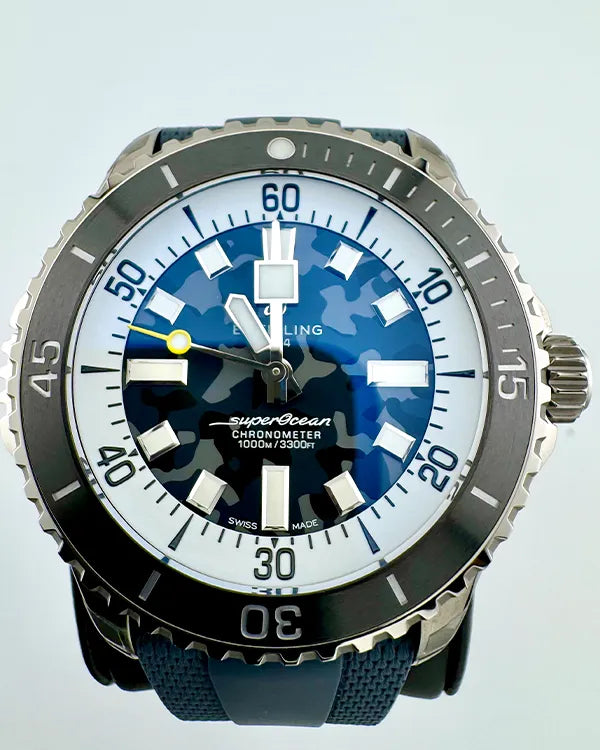 No Reserve - Breitling Superocean 46MM Camo Dial Rubber Strap (E10379)