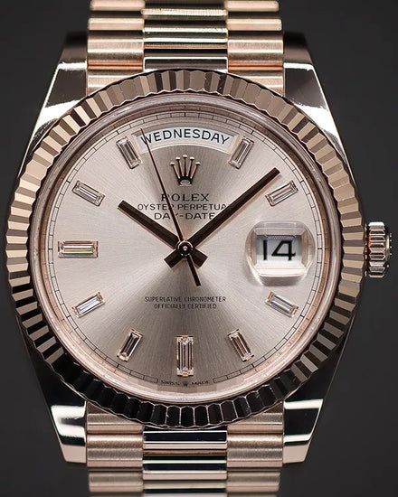 2021 Rolex Day-Date 40MM Sundust Dial Rose Gold President Bracelet (228235)