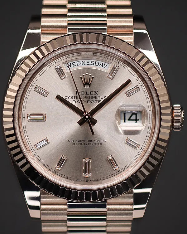 2021 Rolex Day-Date 40MM Sundust Dial Rose Gold President Bracelet (228235)