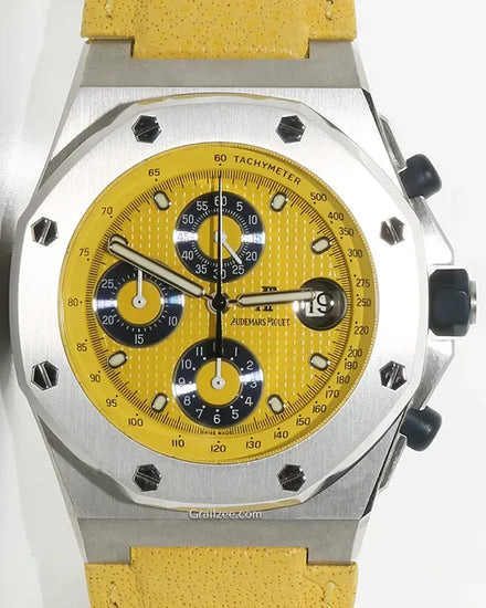 Discontinued Audemars Piguet Royal Oak Offshore "Predecessor to the End of Days" 42MM Yellow Dial Leather Strap (25770ST.OO.D009XX.02)
